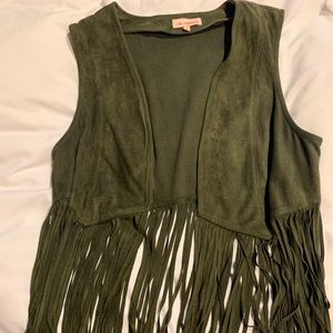 Brown suede fringe vest size M